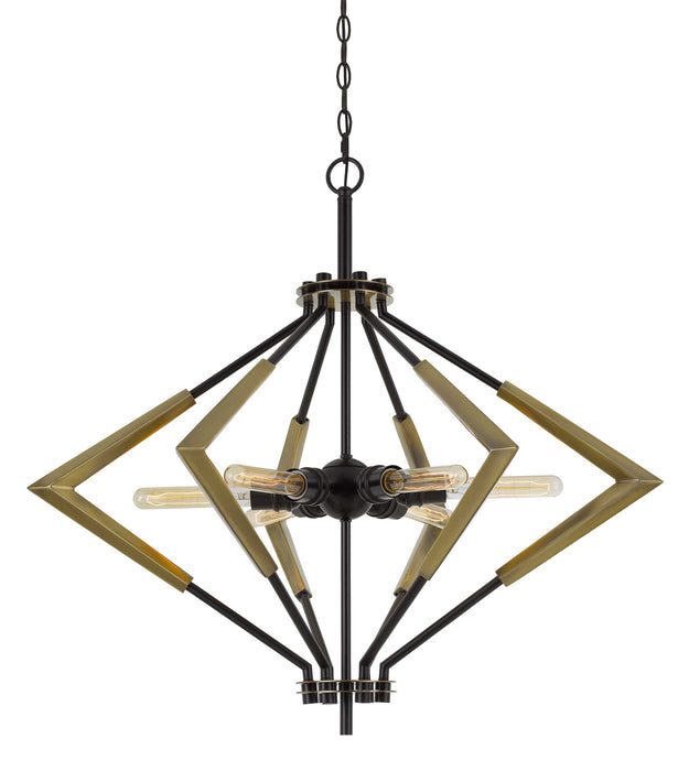 Cal Lighting FX-3709-6 Six Light Chandelier, Antique Brass/Black