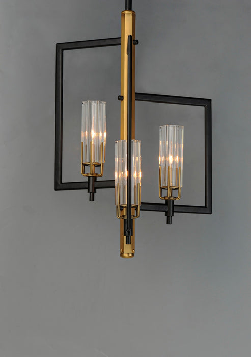 Maxim 16113CLBKAB Three Light Chandelier, Black / Antique Brass