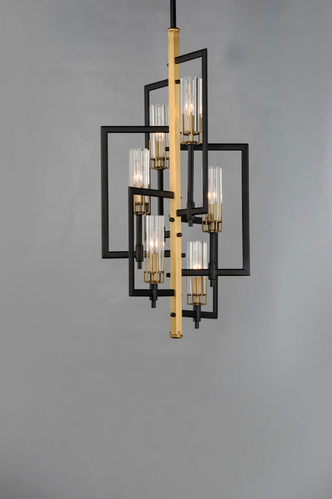 Maxim 16116CLBKAB Six Light Chandelier, Black / Antique Brass
