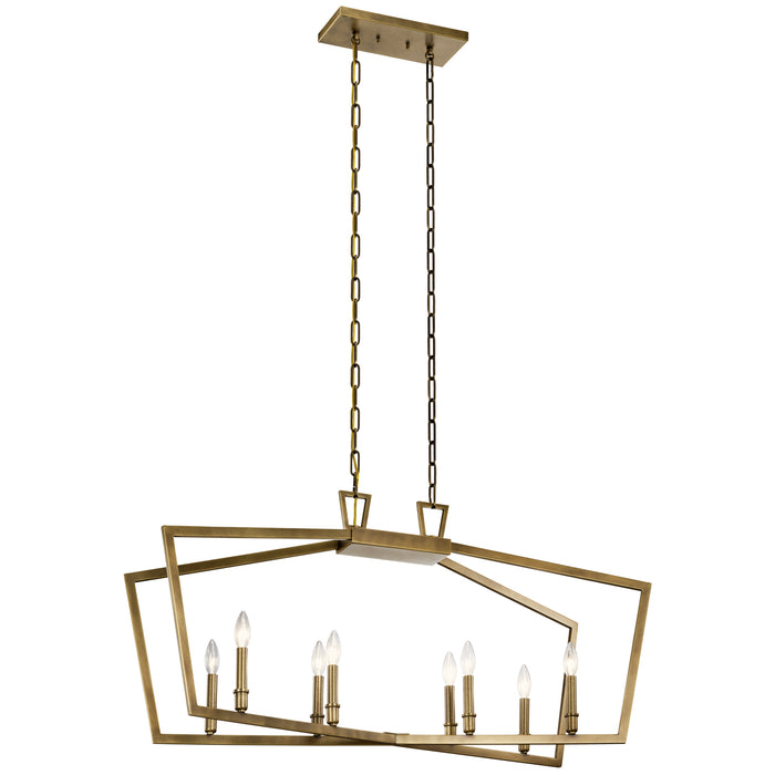 Kichler 43494NBR Eight Light Linear Chandelier, Natural Brass