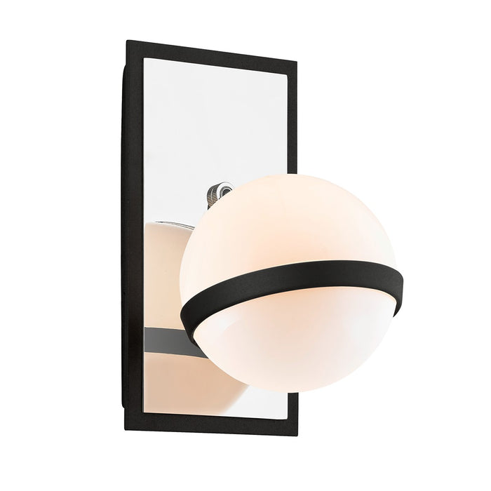 Troy Lighting B7161 One Light Wall Sconce, Carbide Blk With Polished Nickel Accents