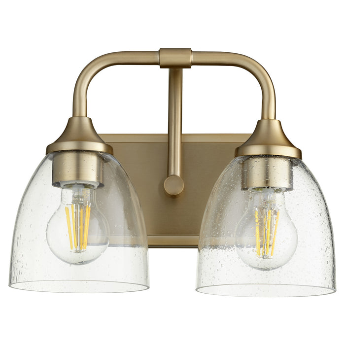 Quorum 5059-2-280 Two Light Vanity, Aged Brass w/ Clear/Seeded