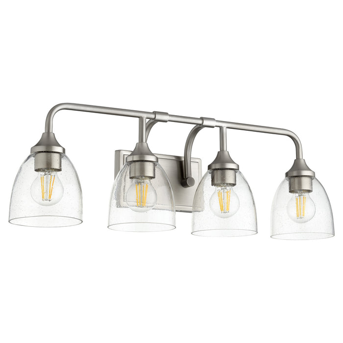 Quorum 5059-4-265 Four Light Vanity, Satin Nickel w/ Clear/Seeded