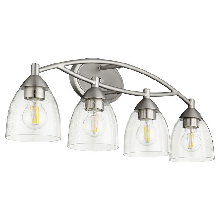 Quorum 5069-4-265 Four Light Vanity, Satin Nickel w/ Clear/Seeded