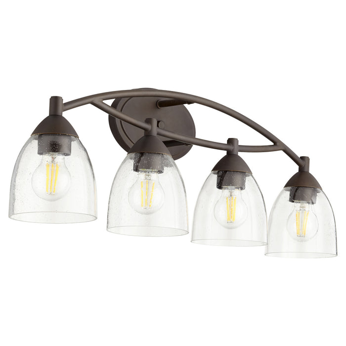 Quorum 5069-4-286 Four Light Vanity, Oiled Bronze w/ Clear/Seeded