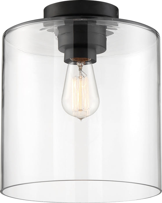 Nuvo Lighting 60-6779 One Light Semi Flush Mount, Matte Black / Clear Glass