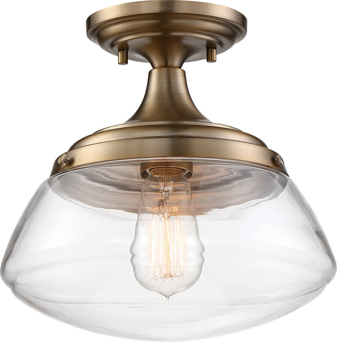 Nuvo Lighting 60-6797 One Light Semi Flush Mount, Burnished Brass / Clear