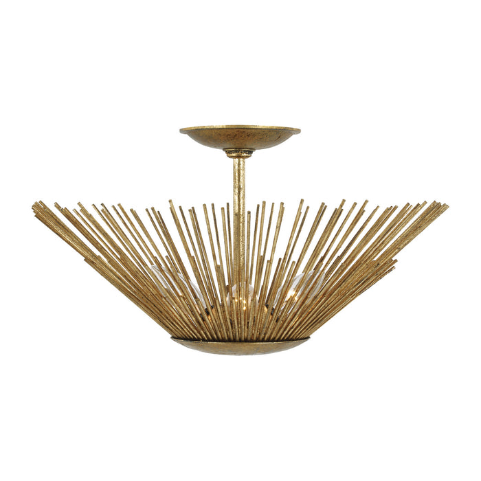 Visual Comfort Studio AF1083ADB Three Light Flush Mount, Antique Gild