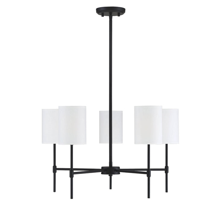 Meridian M10067MBK Five Light Chandelier, Matte Black