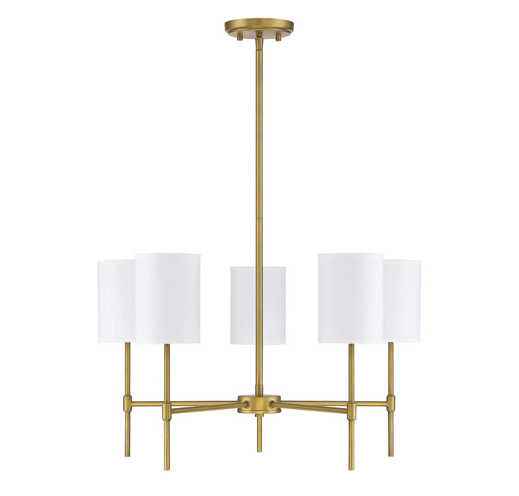 Meridian M10067NB Five Light Chandelier, Natural Brass