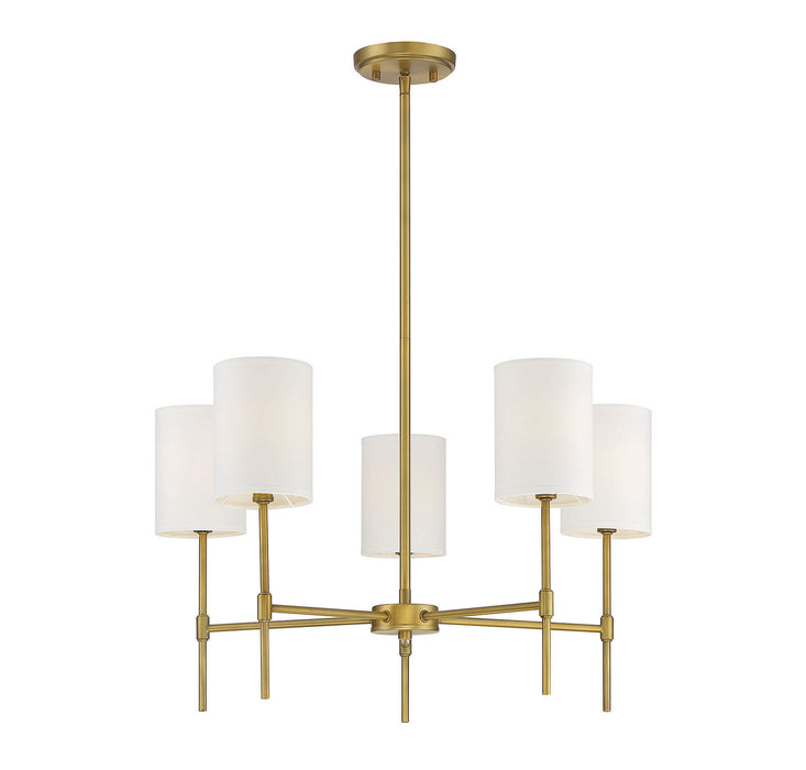Meridian M10067NB Five Light Chandelier, Natural Brass