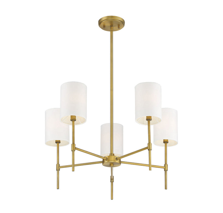 Meridian M10067NB Five Light Chandelier, Natural Brass