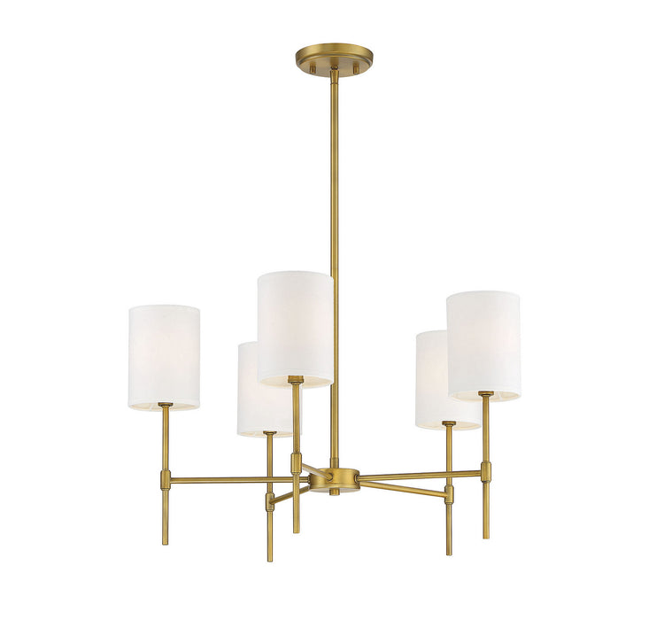 Meridian M10067NB Five Light Chandelier, Natural Brass
