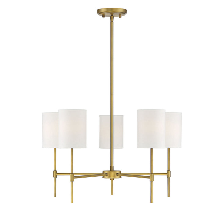 Meridian M10067NB Five Light Chandelier, Natural Brass