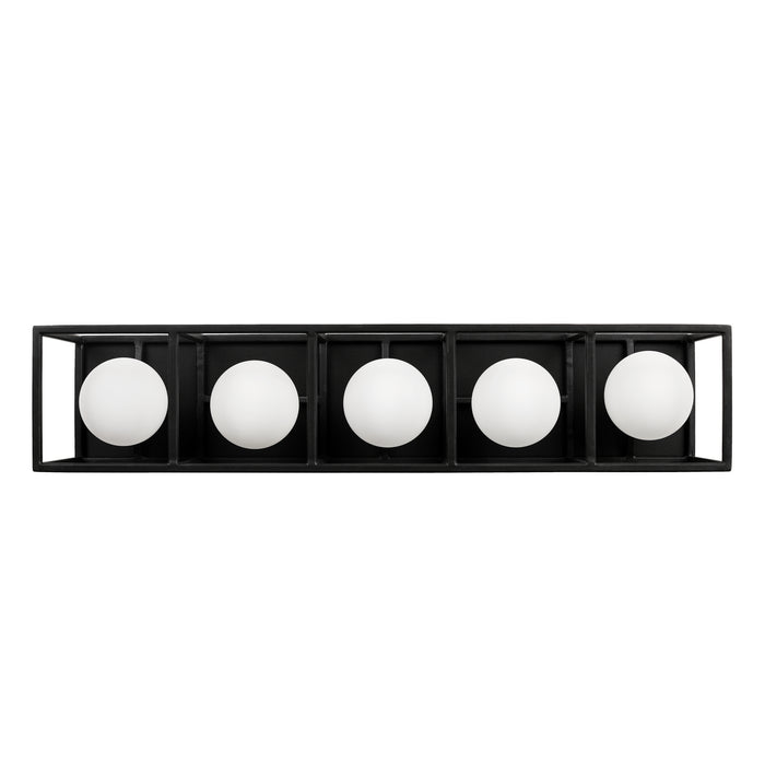 Varaluz 325B05CBHG Five Light Bath, Carbon/Havana Gold