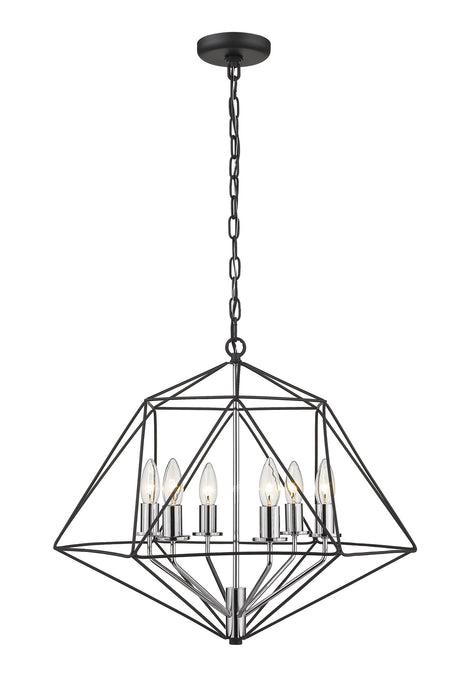 Z-Lite 918-22MB-CH Six Light Chandelier, Matte Black + Chrome