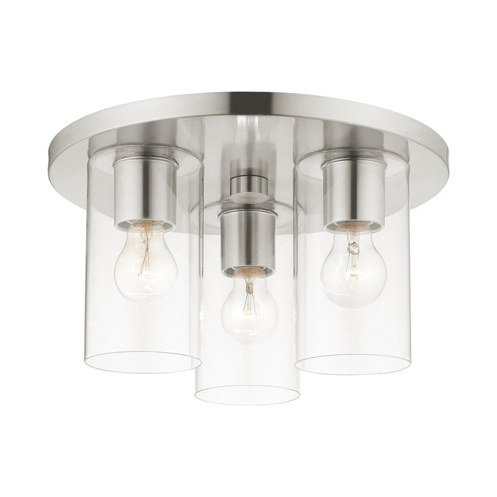 Livex Lighting 45472-91 Three Light Flush Mount, Brushed Nickel
