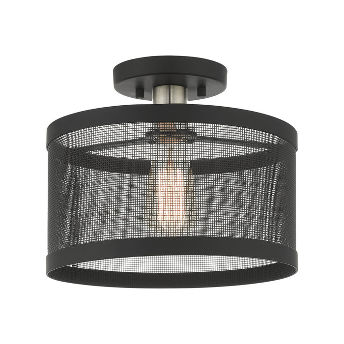 Livex Lighting 46216-04 One Light Semi Flush Mount, Black w/ Brushed Nickels