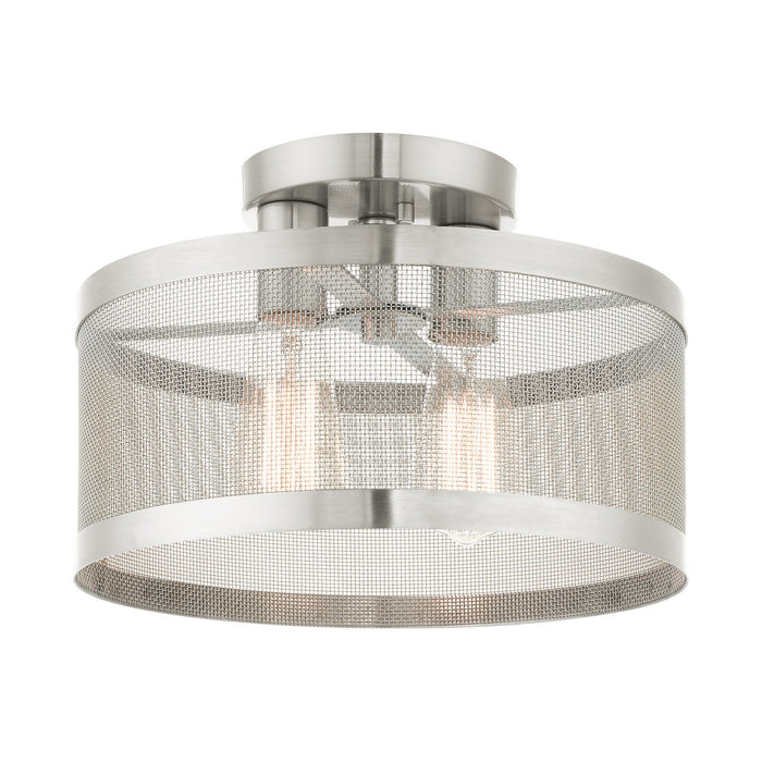 Livex Lighting 46217-91 Two Light Semi Flush Mount, Brushed Nickel