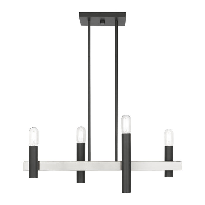 Livex Lighting 46864-76 Four Light Chandelier, Scandinavian Gray w/ Brushed Nickels