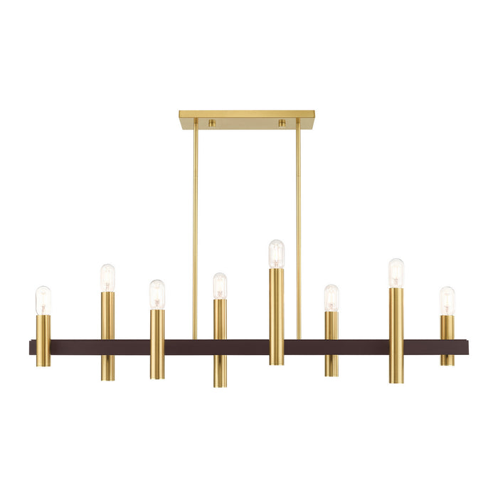 Livex Lighting 46868-12 Eight Light Chandelier, Satin Brass w/ Bronzes