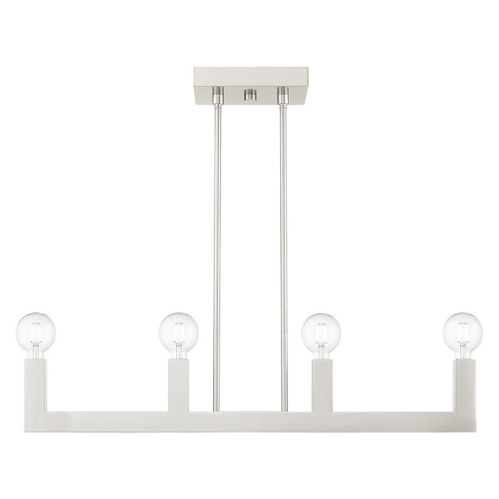 Livex Lighting 49213-91 Four Light Linear Chandelier, Brushed Nickel
