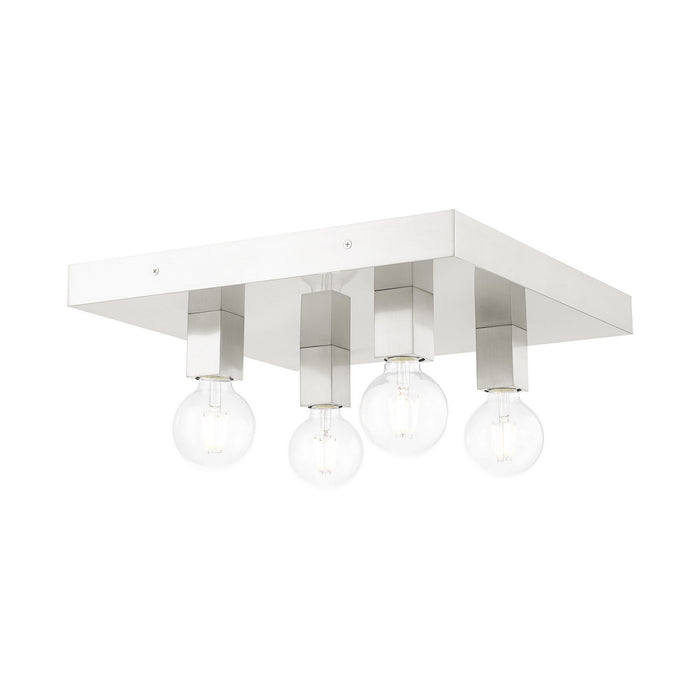 Livex Lighting 49217-91 Four Light Flush Mount, Brushed Nickel
