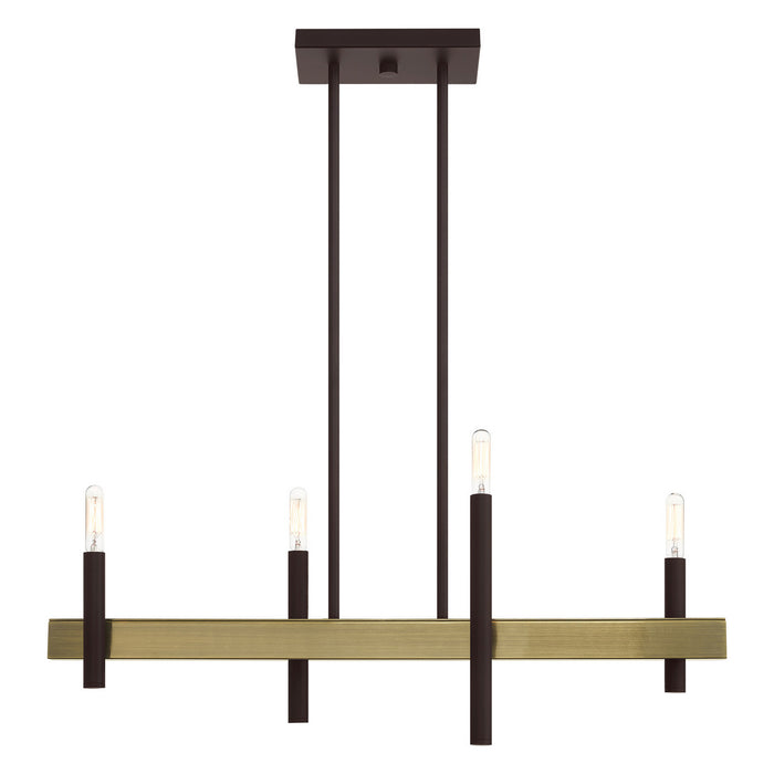 Livex Lighting 49334-07 Four Light Chandelier, Bronze w/ Antique Brasss