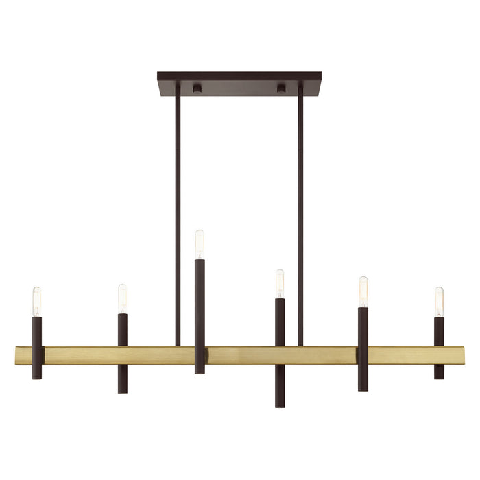 Livex Lighting 49336-07 Six Light Chandelier, Bronze w/ Antique Brasss