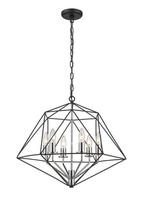 Z-Lite 918-22MB-CH Six Light Chandelier, Matte Black + Chrome