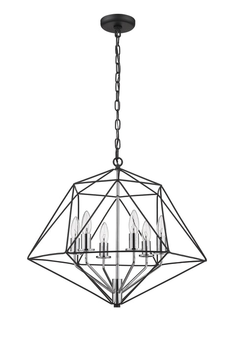 Z-Lite 918-22MB-CH Six Light Chandelier, Matte Black + Chrome