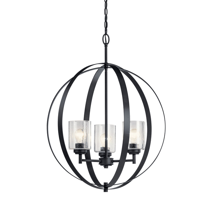 Kichler 44034BK Three Light Chandelier, Black