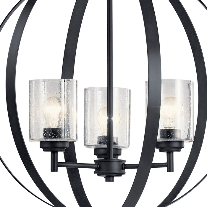 Kichler 44034BK Three Light Chandelier, Black