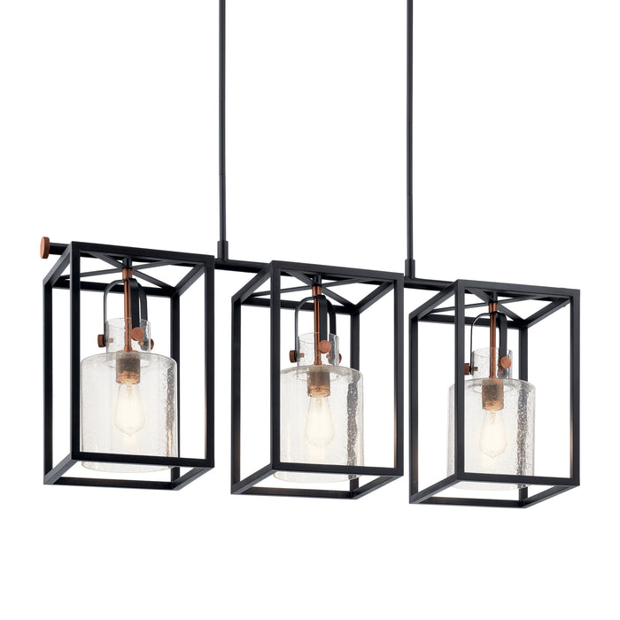 Kichler 52033BK Three Light Linear Chandelier, Black