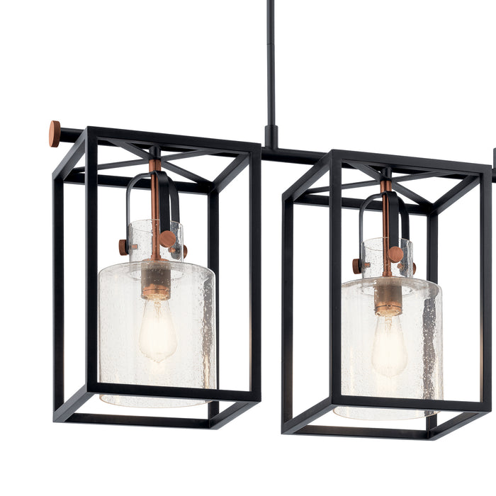 Kichler 52033BK Three Light Linear Chandelier, Black