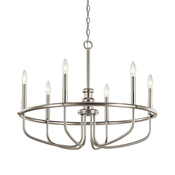 Kichler 52304NI Six Light Chandelier, Brushed Nickel