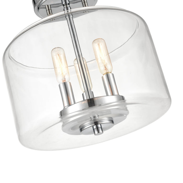 Millennium 46923-CH Three Light Semi-Flush Mount, Chrome