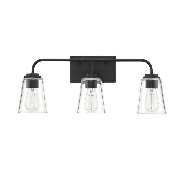 Meridian M80044MBK Three Light Bathroom Vanity Light, Matte Black