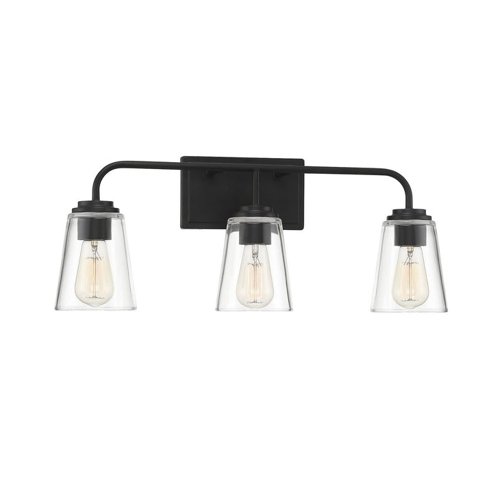 Meridian M80044MBK Three Light Bathroom Vanity Light, Matte Black
