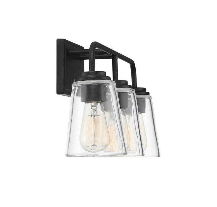 Meridian M80044MBK Three Light Bathroom Vanity Light, Matte Black