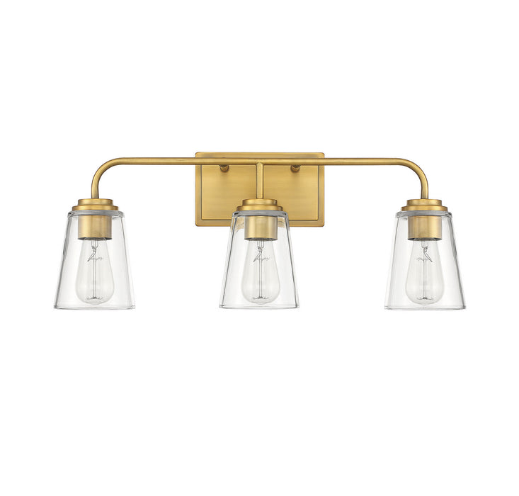 Meridian M80044NB Three Light Bathroom Vanity Light, Natural Brass