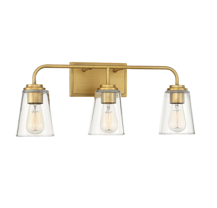 Meridian M80044NB Three Light Bathroom Vanity Light, Natural Brass
