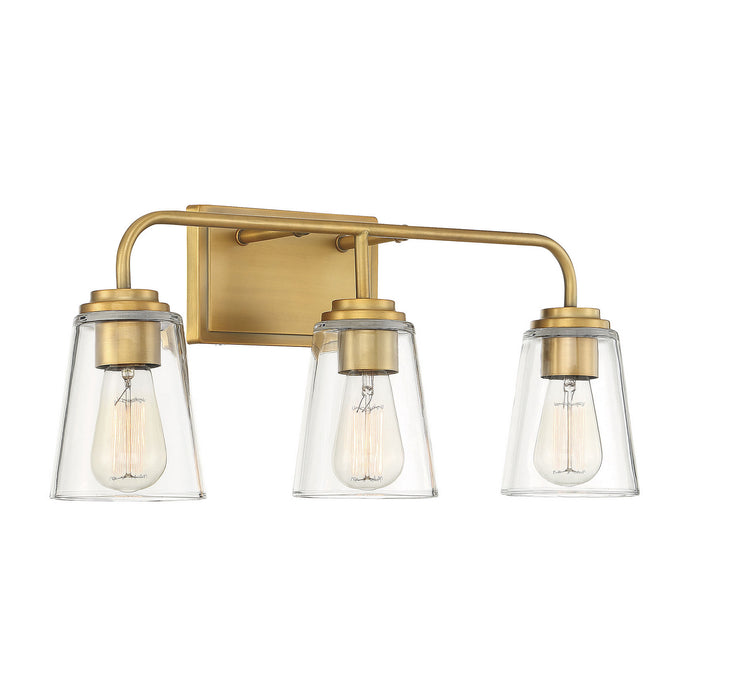 Meridian M80044NB Three Light Bathroom Vanity Light, Natural Brass
