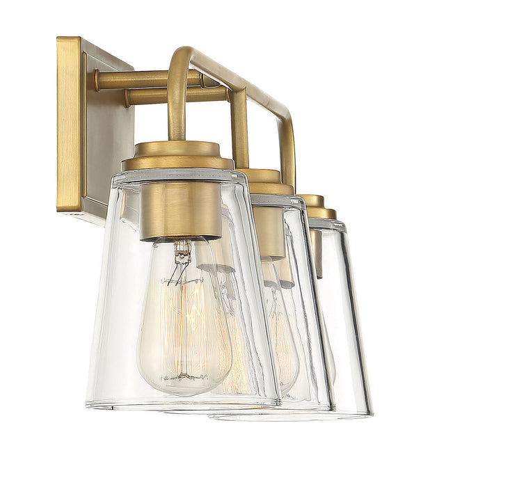 Meridian M80044NB Three Light Bathroom Vanity Light, Natural Brass