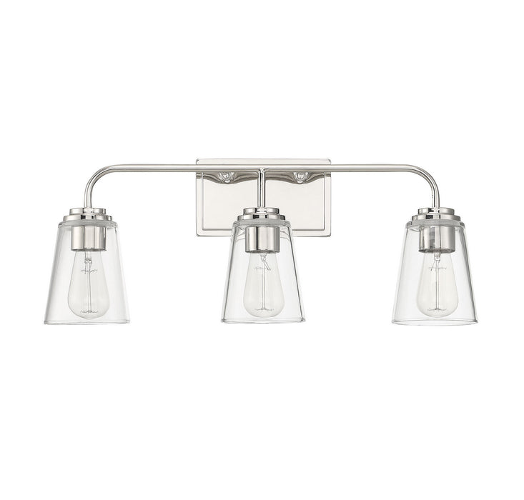 Meridian M80044PN Three Light Bathroom Vanity Light, Polished Nickel