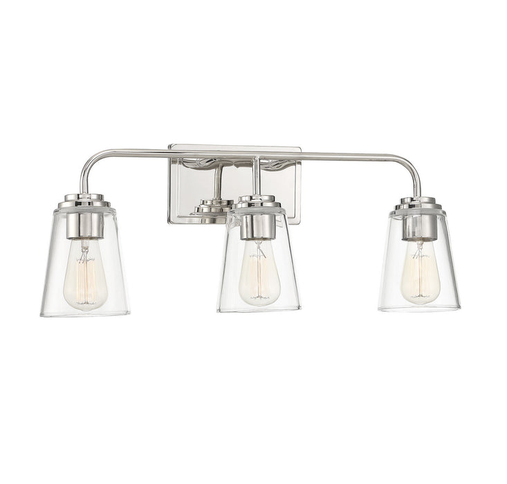 Meridian M80044PN Three Light Bathroom Vanity Light, Polished Nickel