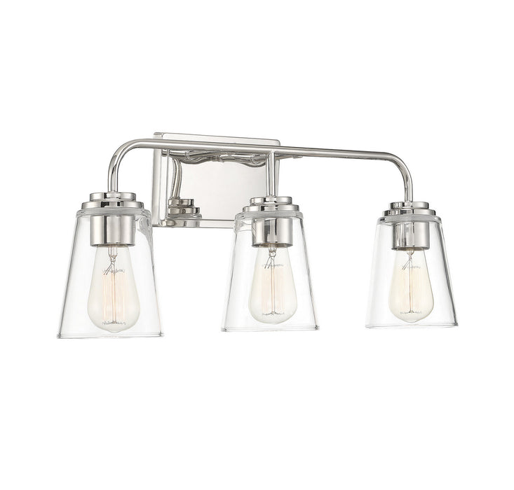 Meridian M80044PN Three Light Bathroom Vanity Light, Polished Nickel