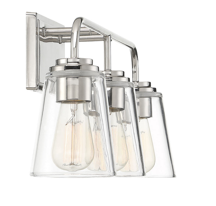 Meridian M80044PN Three Light Bathroom Vanity Light, Polished Nickel