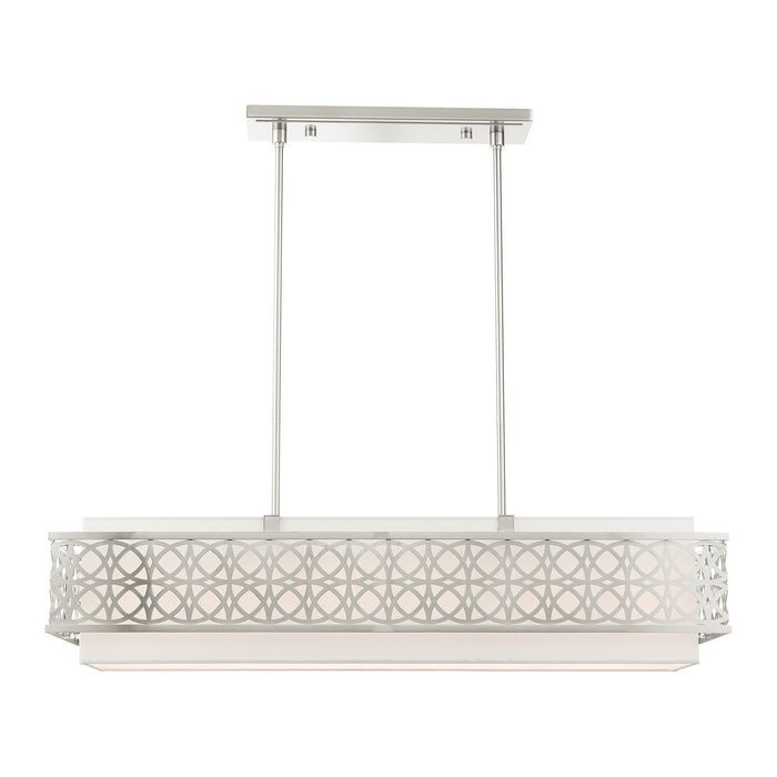 Livex Lighting 49868-91 Six Light Linear Chandelier, Brushed Nickel