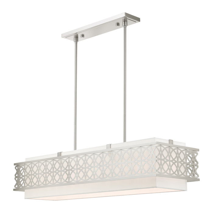 Livex Lighting 49868-91 Six Light Linear Chandelier, Brushed Nickel